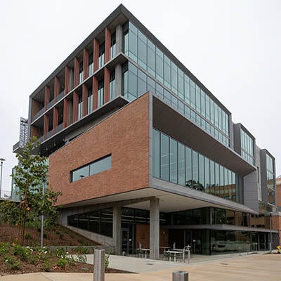 An office building stands on UC Riverside's campus.