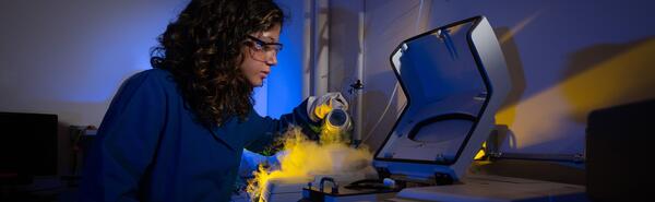 student testing in a lab